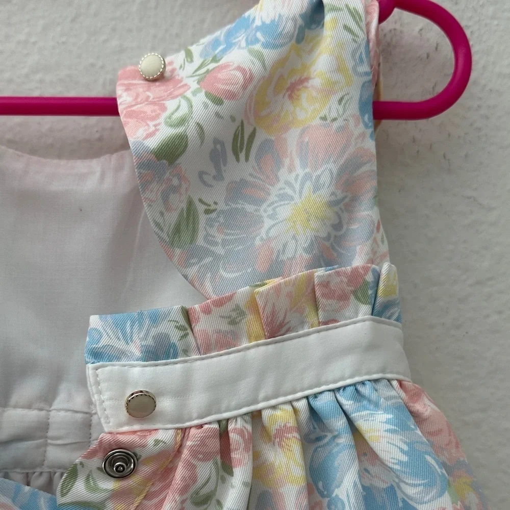 Tahari Pastel Floral Baby Dress with White Bow